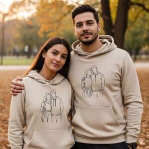 קפוצ'ון אהבה לזוגות עם רקמה אישית של תמונה