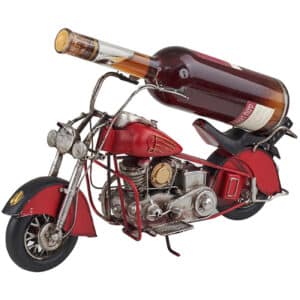 מעמד לבקבוק יין אופנוע קרוזר כידון ארוך עתיק אדום מתכת