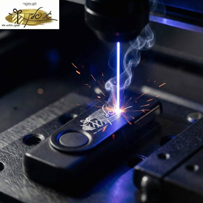 דיסק און קי מתכת שחור דגם Grafline Black Edition עם חריטת לייזר של לוגו חברה.